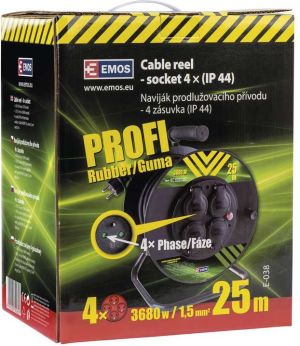 Emos Przedłużacz bębnowy z uziemieniem 4 gniazda IP44 25m (P084251) 2