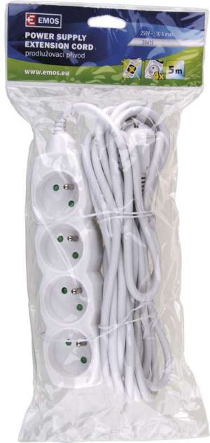 Emos Przedłużacz z uziemieniem 4 gniazda biały 5m (P0415) 2