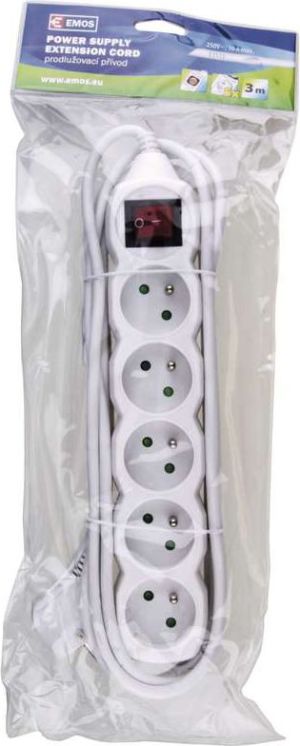 Listwa zasilająca Emos 5 gniazd 3 m biała (P1513) 2