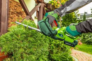 Verto Nożyce do żywopłotu akumulatorowe 2 x 18V Li-Ion / 1,3Ah szerokość cięcia 510mm (52G568) 3