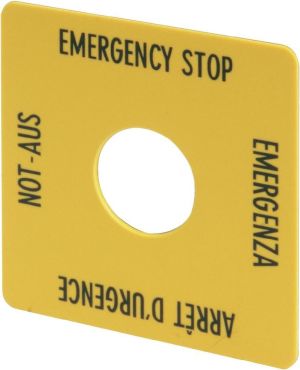 Eaton Tabliczka opisowa żółta 50 x 50mm EMERGENCY STOP SQT1 (058874) 1