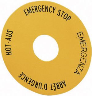 Eaton Tabliczka opisowa żółta okrągła fi60 EMERGENCY STOP 4 języki SRT1 (058873) 1