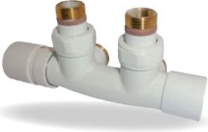 Zawór termostatyczny Duo 1/2" x 3/4" prawy biały (OT390RB1/2DP) 1