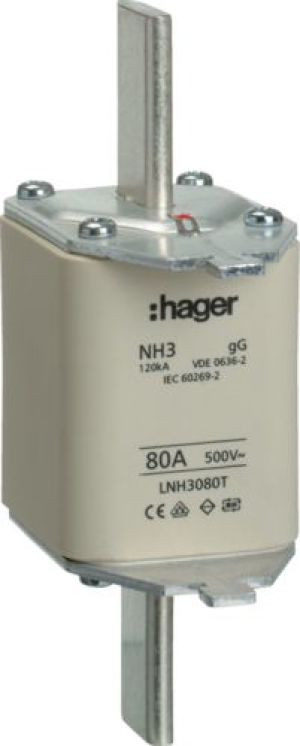 Hager Wkładka bezpiecznikowa zwłoczna NH3C 80A AC 500V gG (LNH3080T) 1