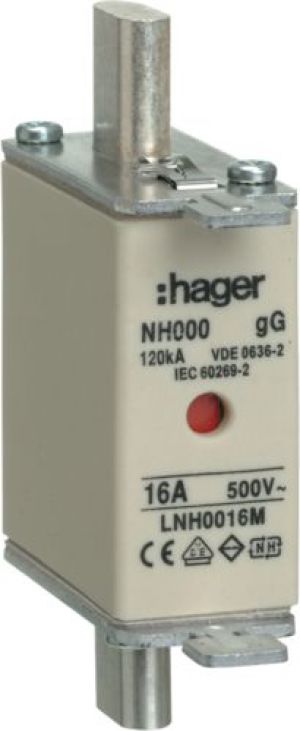 Hager Wkładka bezpiecznikowa NH000 16A 500V gG (LNH0016M) 1