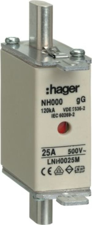 Hager Wkładka bezpiecznikowa NH000 25A 500V gG (LNH0025M) 1