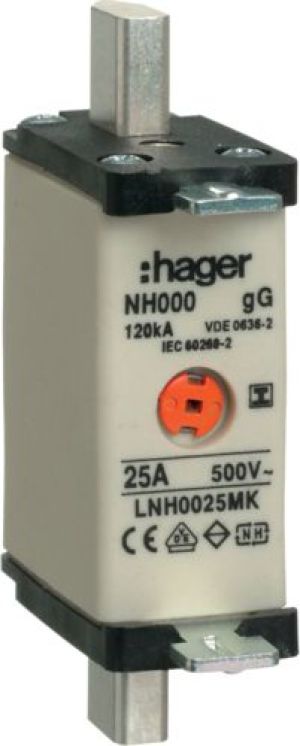 Hager Wkładka bezpiecznikowa NH000 25A gG 500V WT-000 (LNH0025MK) 1