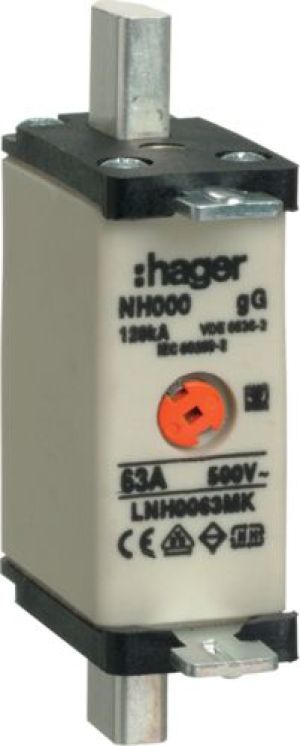 Hager Wkładka bezpiecznikowa NH000 63A gG 500V WT-000 (LNH0063MK) 1