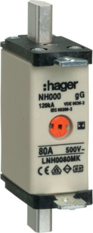 Hager Wkładka bezpiecznikowa NH000 80A gG 500V WT-000 (LNH0080MK) 1