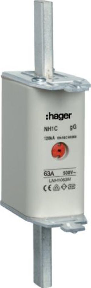 Hager Wkładka bezpiecznikowa NH1C 63A 500V gG (LNH1063M) 1