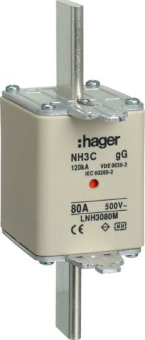Hager Wkładka bezpiecznika NH3C 80A 500V gG (LNH3080M) 1