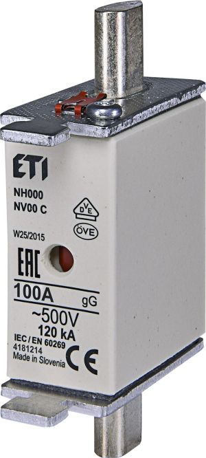 Eti-Polam Wkładka bezpiecznikowa KOMBI NH00C 100A gG/gL 500V WT-00C (004181214) 1