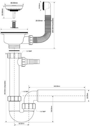 Syfon McAlpine Syfon rurowy pojedynczy 1,5" (HC7+FSW50P-25) 2