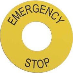 Schneider Electric Tabliczka opisowa żółta okrągła fi60mm EMERGENCY STOP (ZB2BY9330) 1