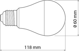 GTV Żarówka LED E27 12W 1100lm 230V ciepły biały (LD-PC2A60-12) 2