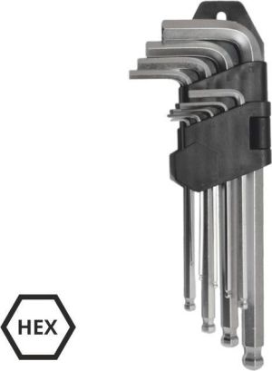 AWTools Zestaw kluczy imbusowych hex typ L 1,5-10mm z kulką 9szt. (AW40528) 1