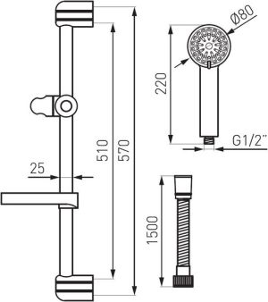 Zestaw prysznicowy Ferro Ego przesuwny chrom (N150B) 2