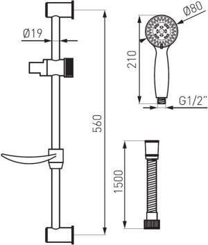 Zestaw prysznicowy Ferro Evo przesuwny chrom (N130B) 2