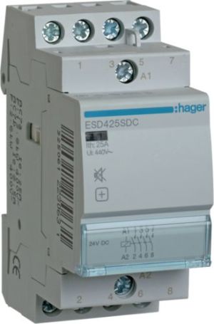 Hager Stycznik modułowy cichy 25A 4Z 24V AC/DC (ESD425SDC) 1