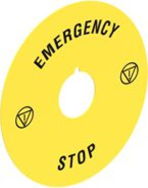 Lovato Electric Szyld opisowy EMERGENCY/STOP fi 90mm (LPXAU113) 1