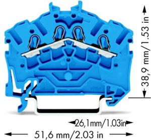 Wago Złączka szynowa 4-przewodowa 2,5mm2 niebieska (2002-6404) 2