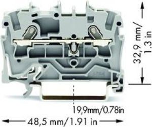 Wago Złączka szynowa 2-przewodowa 1,5mm szara (2001-1201) 2