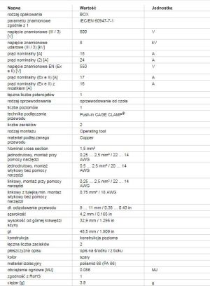 Wago Złączka szynowa 2-przewodowa 1,5mm szara (2001-1201) 3