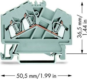 Wago Złączka szynowa 3-przewodowa 2,5mm2 szara (280-641) 2