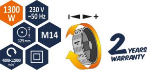 Szlifierka Power Up towar w Sosnowcu - Szlifierki Power Up Szlifierka kątowa 125mm 1300W 12000 obr/min (79123) () - Morelenet_3365027 4