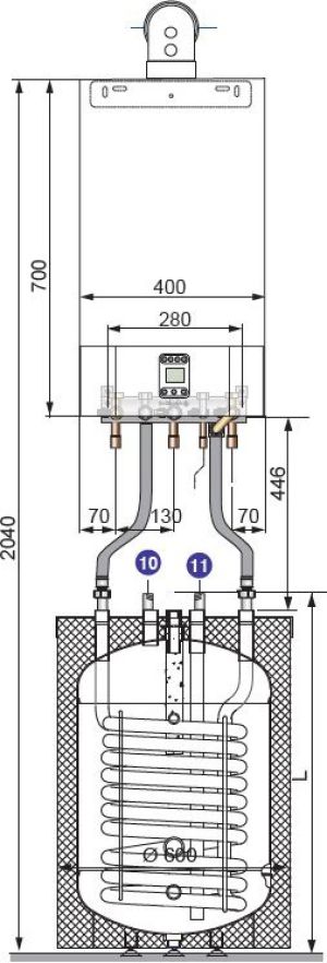 Piec gazowy De Dietrich Zestaw Kocioł kondensacyjny Duo-tec Compact+ 1.24 z podgrzewaczem BAKS 140 2