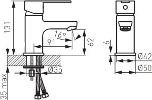 Bateria umywalkowa Ferro Savio stojąca chrom (BSV2) 2