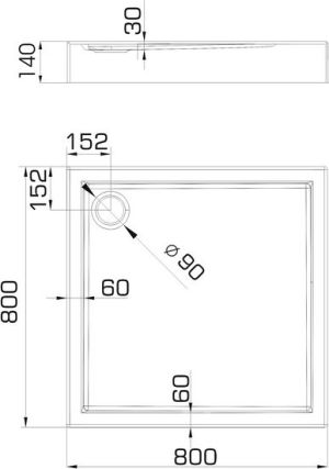 Brodzik SCHEDPOL Competia kwadratowy 80 cm x 80 cm (3.0160) 3
