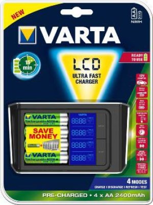 Ładowarka Varta Ultra szybka ładowarka AA / AAA LCD /+4 akumulatory R2U AA 2400mAh + 12V adapter/ 1