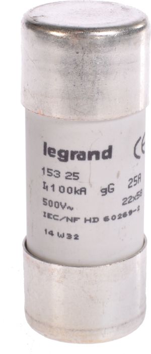 Legrand Wkładka bezpiecznikowa cylindryczna 25A gL 500V HPC 22 x 58mm (015325) 1