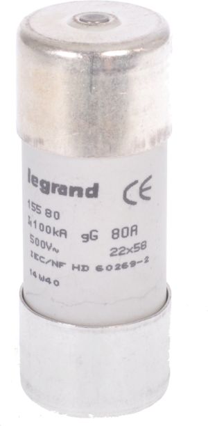 Legrand Wkładka bezpiecznikowa cylindryczna 80A gL 500V HPC 22 x 58mm (015580) 1