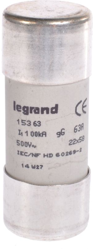 Legrand Wkładka bezpiecznikowa cylindryczna 63A gL 500V HPC 22 x 58mm (015363) 1