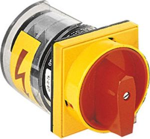 Lovato Electric Łącznik krzywkowy 0-1 4P 25A do wbudowania z pokrętłem żółto/czerwonym blokowany kłódką (7GN2592U25) 1