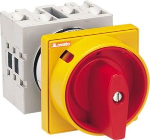 Lovato Electric Łącznik krzywkowy 0-1 4P 32A do wbudowania z pokrętłem żółto/czerwonym blokowany kłódką (GX3292U25) 1