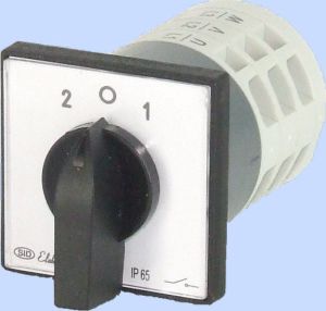 Elektromet Łącznik krzywkowy 2-0-1 3P 12A IP65 Łuk E12-72 z płytką (921272) 1