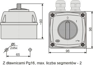 Elektromet Łącznik krzywkowy 0-1 3P 25A IP44 Łuk E25-13 w obudowie (952511) 2