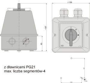 Elektromet Łącznik krzywkowy gwiazda-trójkąt 3P 63A IP44 ŁK 63-23 w obudowie (926323) 2