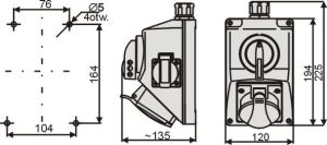 Elektromet Zestaw instalacyjny z rozłącznikiem O-I 1x16A 4P 400V, 1x16A 250V IP54 (971615) 2