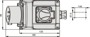 Elektromet Wtyczka stała czerwona KOMBI 32A 400V IP44 (922045) 2