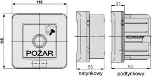 Elektromet Ręczny ostrzegacz pożarowy 2Z 2R 12A IP65 WPp-4s ROP A (921562) 2