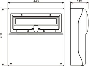 Elektromet Rozdzielnica RSS-05 z rozłącznikiem 0-1 100A okienko 18 mod 2x32A 3P+N+Z 400V 2x16A 3P+N+Z 400V 4x16A 2P+Z 250V IP44 (942055) 2