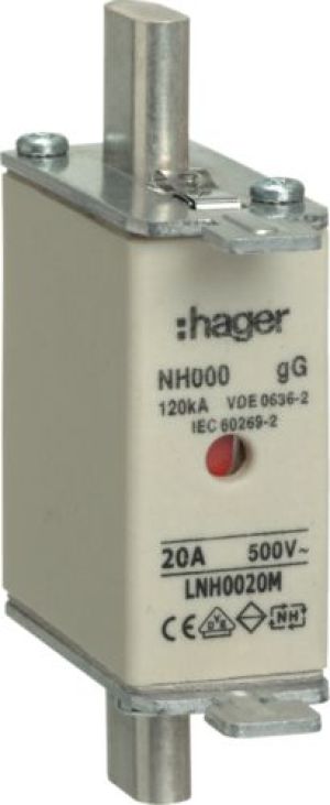 Hager Wkładka bezpiecznikowa NH000 20A 500V gG (LNH0020M) 1
