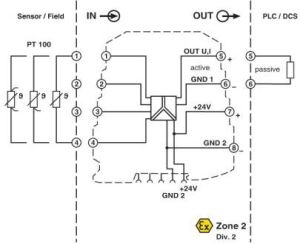 Phoenix Contact Przetwornik temperatury do czujników Pt100 na szynę 0-10V 0-20mA 24V DC MCR-SL-PT100-UI-NC MINI 2864273 - 2864273 3