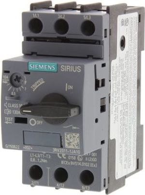 Siemens Wyłącznik silnikowy 3P 4kW 7-10A S00 (3RV2011-1JA10) 1