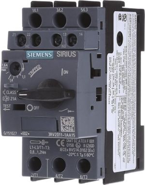 Siemens Wyłącznik silnikowy 3P 1,1-1,6A 1Z 1R S00 (3RV2011-1AA15) 1