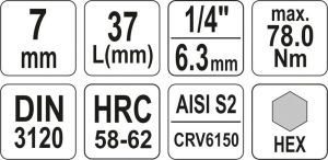 Yato Nasadka trzpieniowa imbusowa hex 1/4" H7 x 37mm (YT-04374) 4